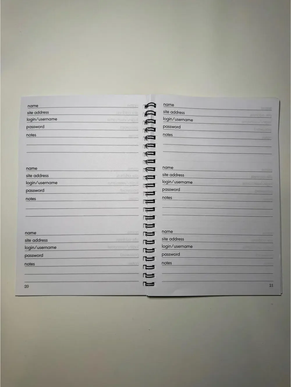 Password journal
